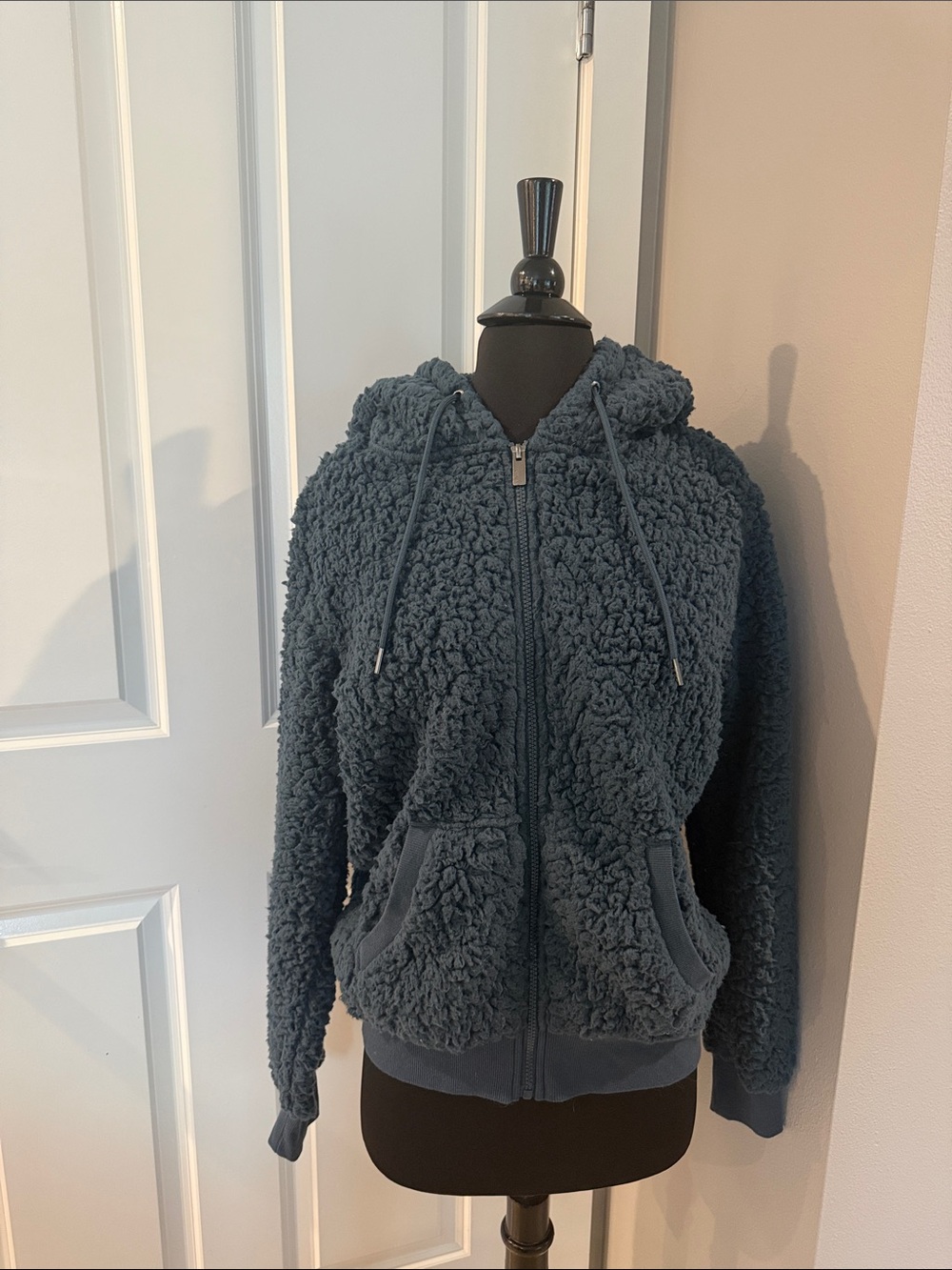 Marc New York Hooded Teddy Jacket in Slate Blue-Gray
